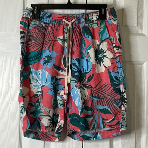 C&C California Floral Tropical Linen Shorts Pull On Drawstring Size S - Picture 6 of 12